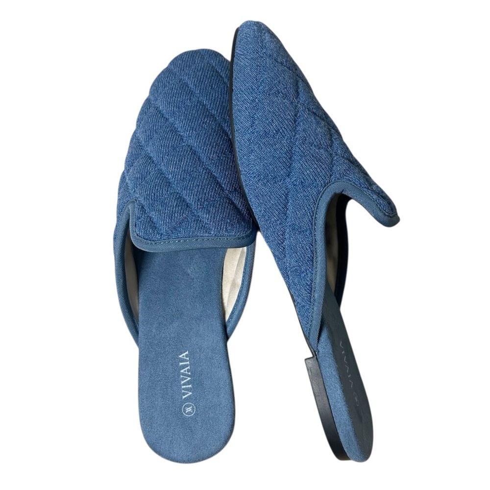 Vivaia Sherry Round-toe Quilted Mules in Denim Blue Women’s Sz. EU 40/US 9 NWOT